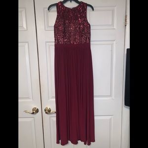 Crimson/dark red Evening gown with beaded accents